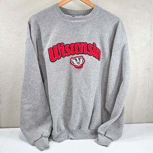 Vintage 90s Wisconsin Badgers Russell Athletic Applique Sweatshirt Sz 2XL